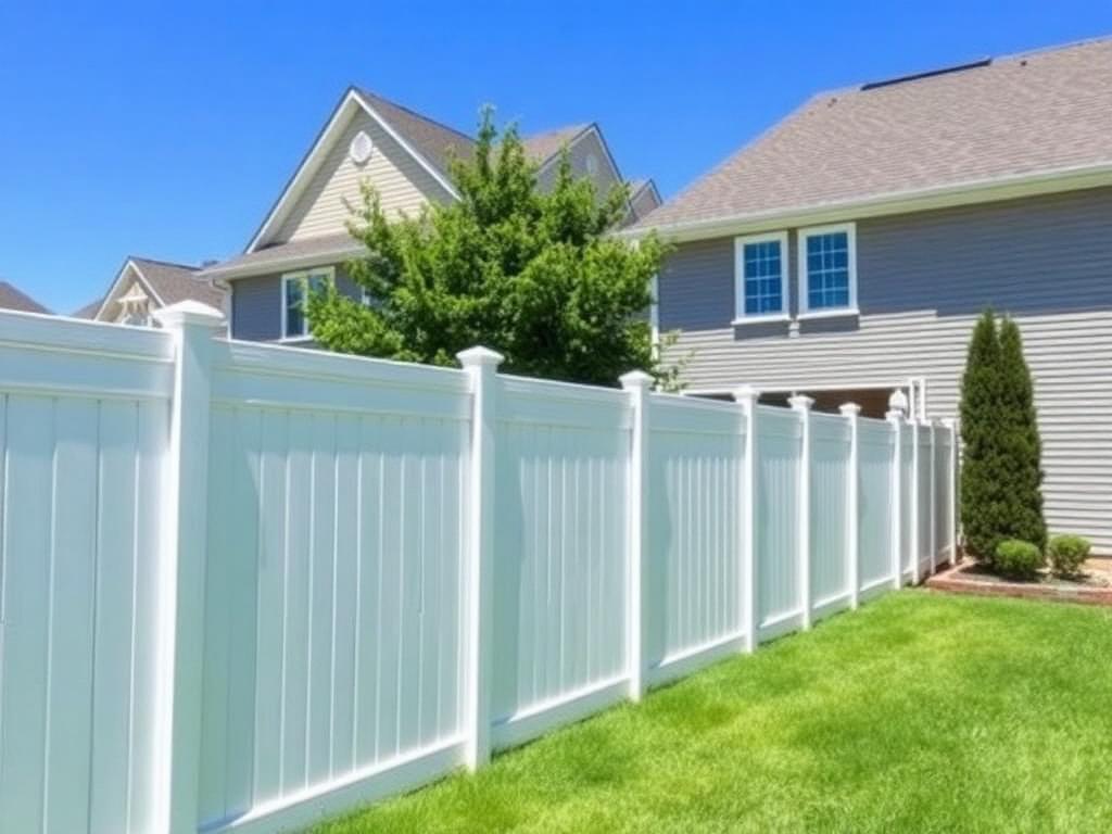 White vinyl privacy fence installation in a Leland, NC neighborhood